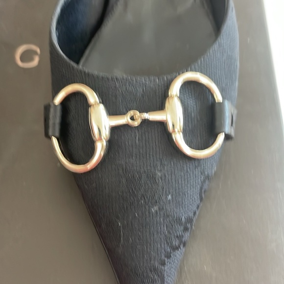 NIB Gucci horsebit  authentic black embossed GG  fabric mules - Picture 6 of 6